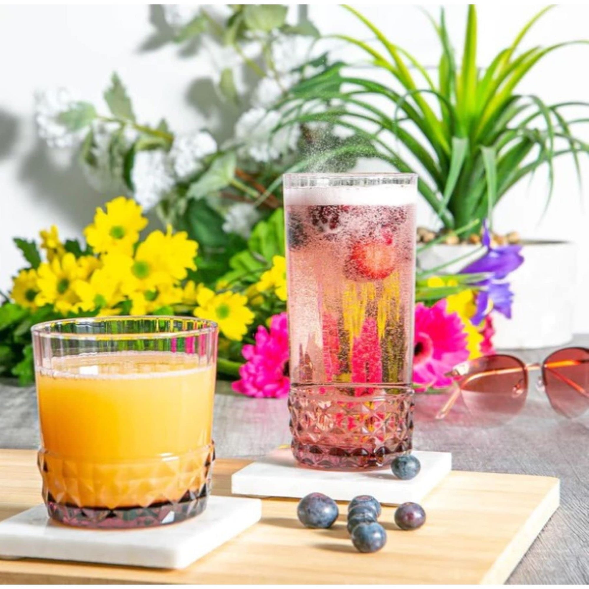 Bormioli Rocco America '20s Long Drink Glass, Set of 6 - Lilac Rose, 16.25 oz.