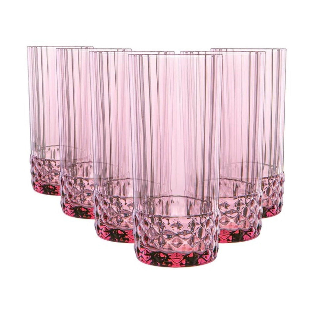 Bormioli Rocco America '20s Long Drink Glass, Set of 6 - Lilac Rose, 16.25 oz.