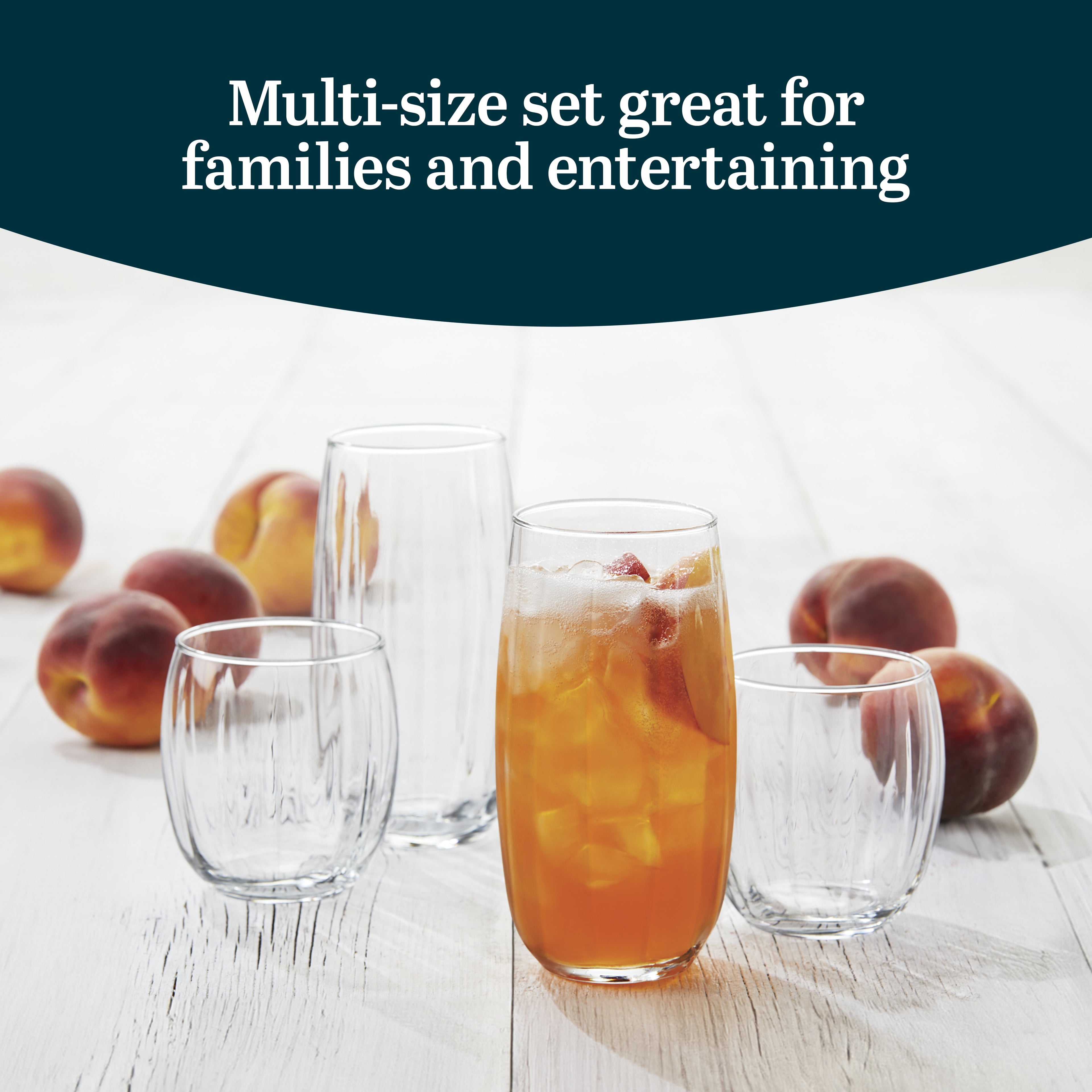 Libbey Samba Tumbler and Rocks Glasses Set of 16, All Purpose Everyday Drinking Glasses Set, Dishwasher Safe Kitchen Glassware Set for Holidays Events