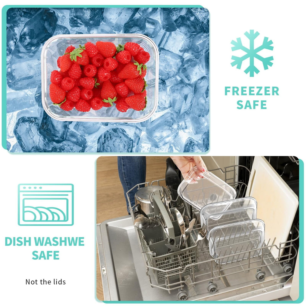 30 Pcs Glass Food Storage Containers with Lids, Glass Airtight Meal Prep Container Set for Lunch, Kitchen Pantry Organizers and Storage, Leak Proof, Gray