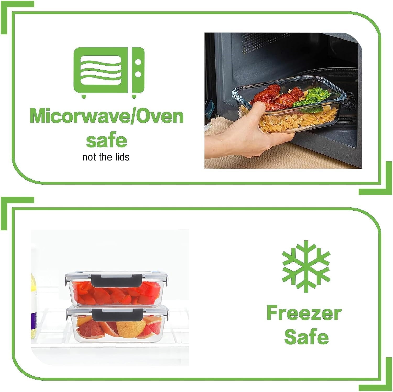 TAIMASI 16 Pcs Glass Food Storage Containers Set, 36oz Large  Glass Meal Prep Containers with Leak Proof Snap Lock Lids, Airtight Bento lunch Boxes, Black